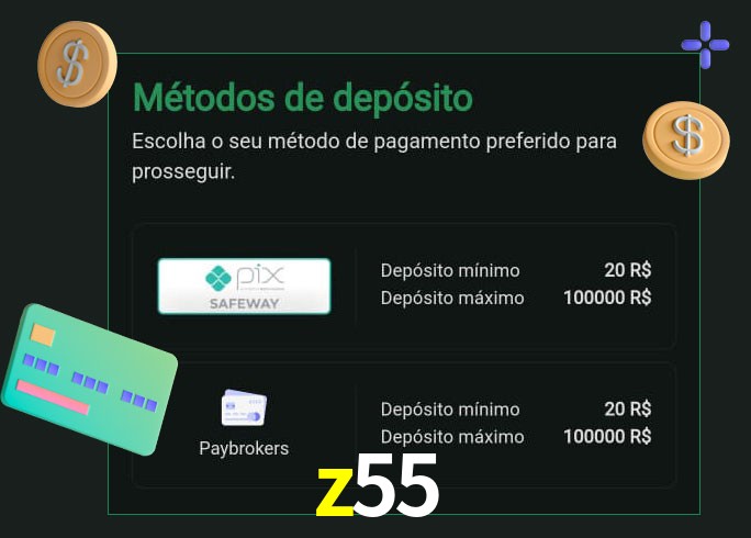 O cassino z55 oferece uma grande variedade de métodos de pagamento